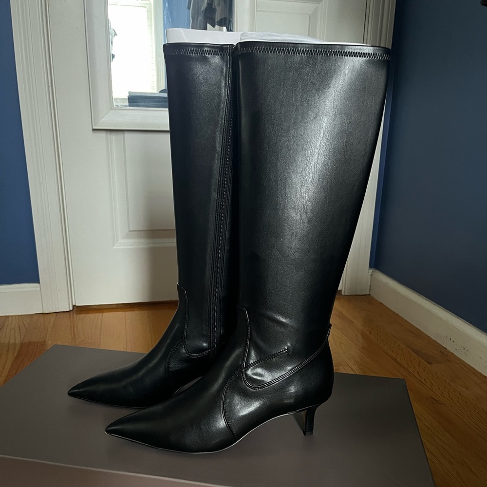 Franco Sarto Black and Silver Heeled Boots